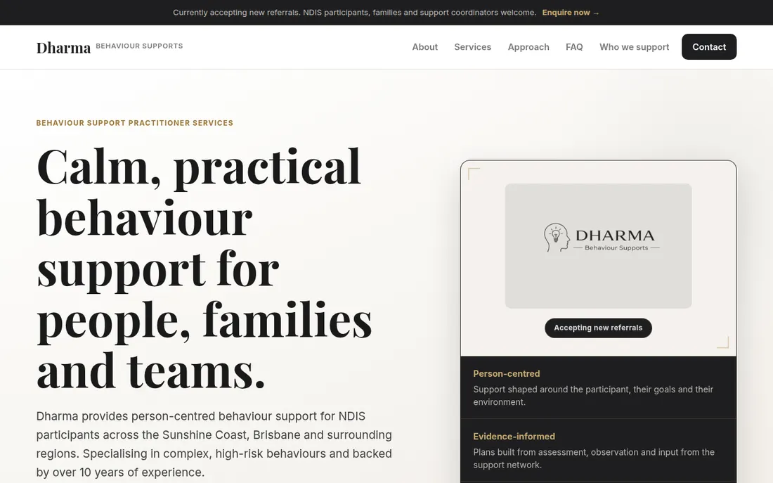 Dharma Behaviour Supports website